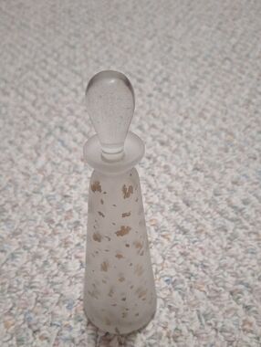 Vintage Glass Perfume Bottle Frosted Glass Bottle Decanter with Gold Flecks